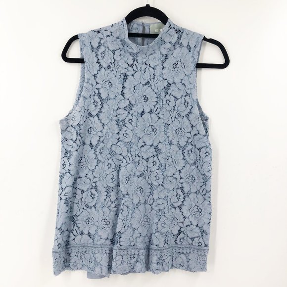 Anthro- Maeve Light Blue Lace Sleeveless Top SMALL - Picture 2 of 6